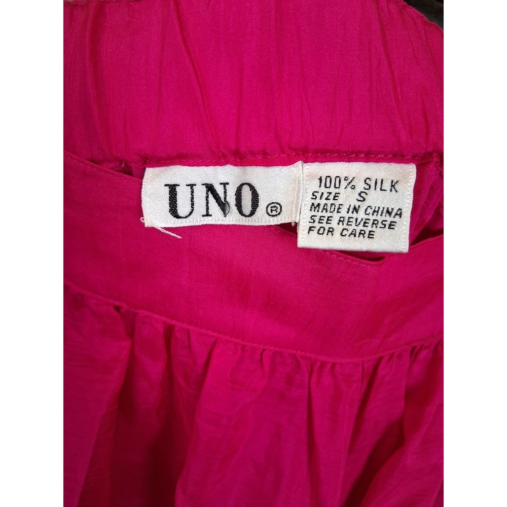 VTG UNO Womens Skirt Small Pink 100% Silk A Line Barbiecore Classic Retro - Picture 5 of 8